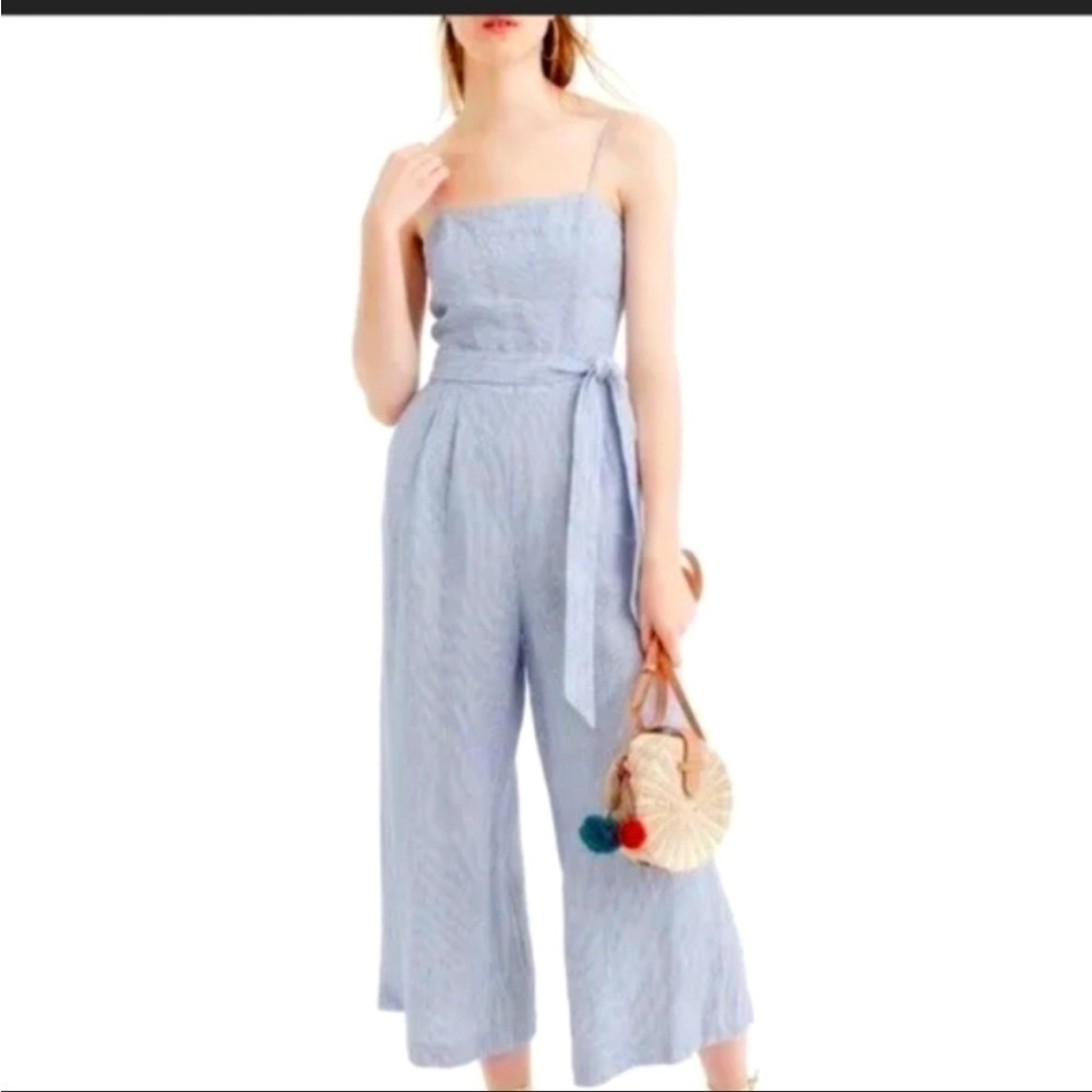 Banana Republic blue spaghetti strap striped jumpsuit size 6
